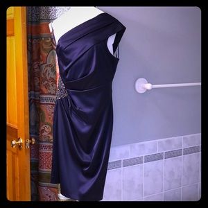 One should purple satin cocktail dress